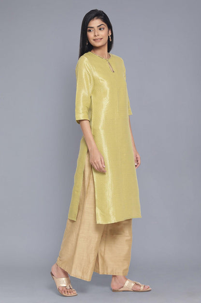 Moss Green Jacquard kurta - wforwoman