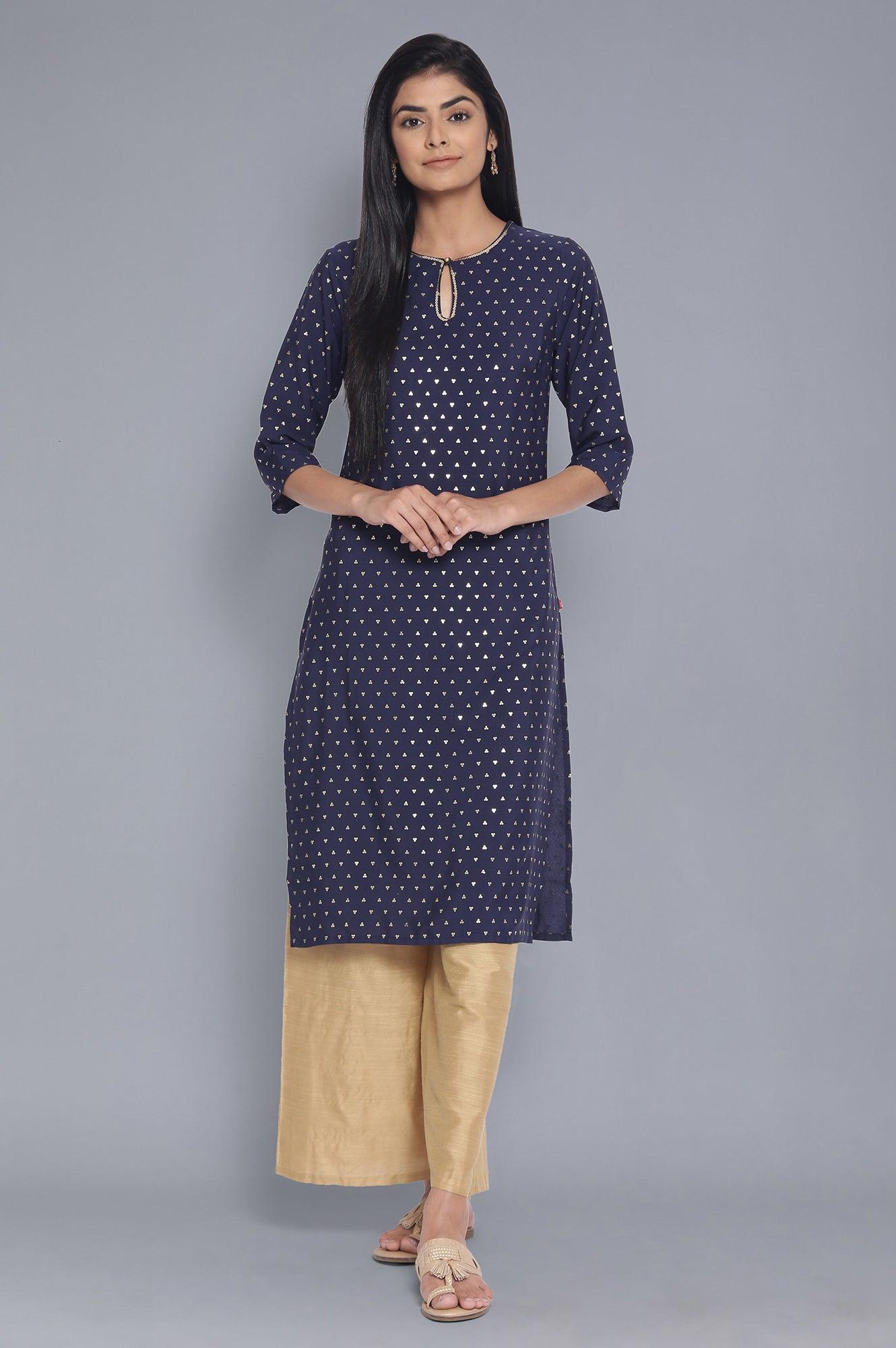 Navy Light Festive kurta - wforwoman