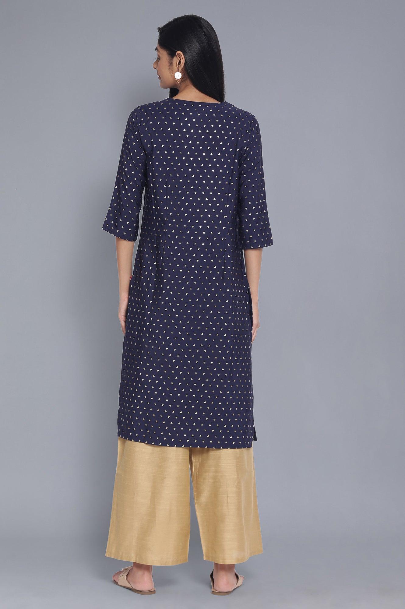 Navy Light Festive kurta - wforwoman