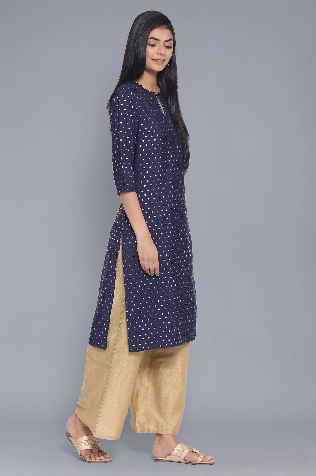 Navy Light Festive kurta - wforwoman