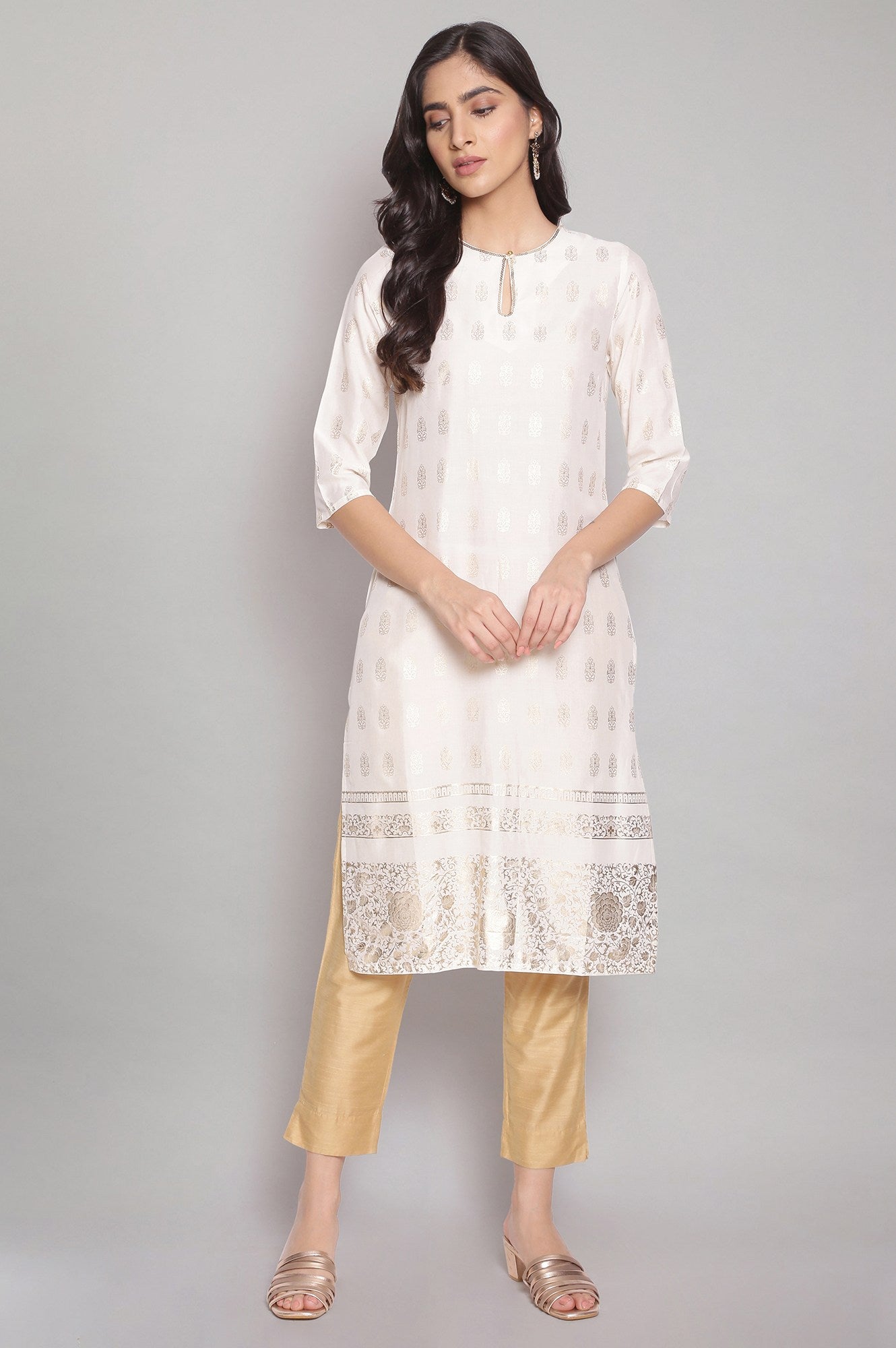 Ecru Printed Festive kurta