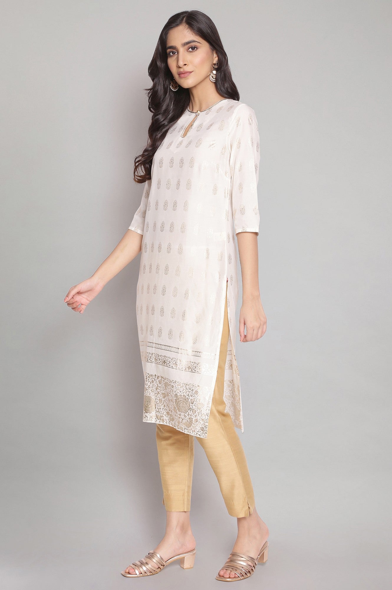 Ecru Printed Festive kurta