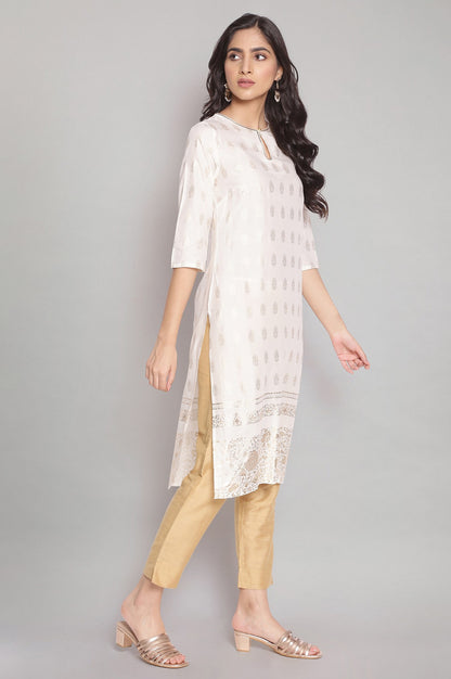 Ecru Printed Festive kurta