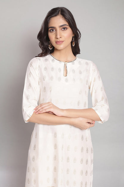 Ecru Printed Festive kurta