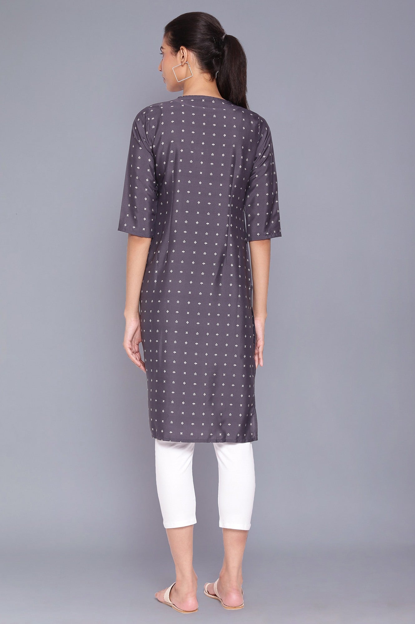 Grey Floral Print kurta