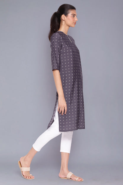 Grey Floral Print kurta