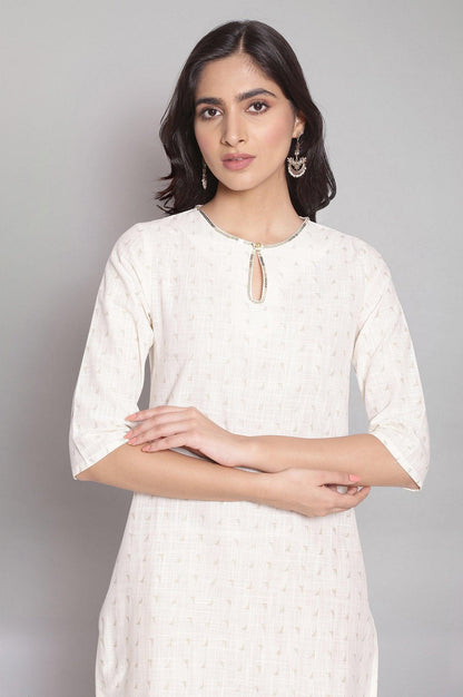 Ecru kurta with Foil Print - wforwoman