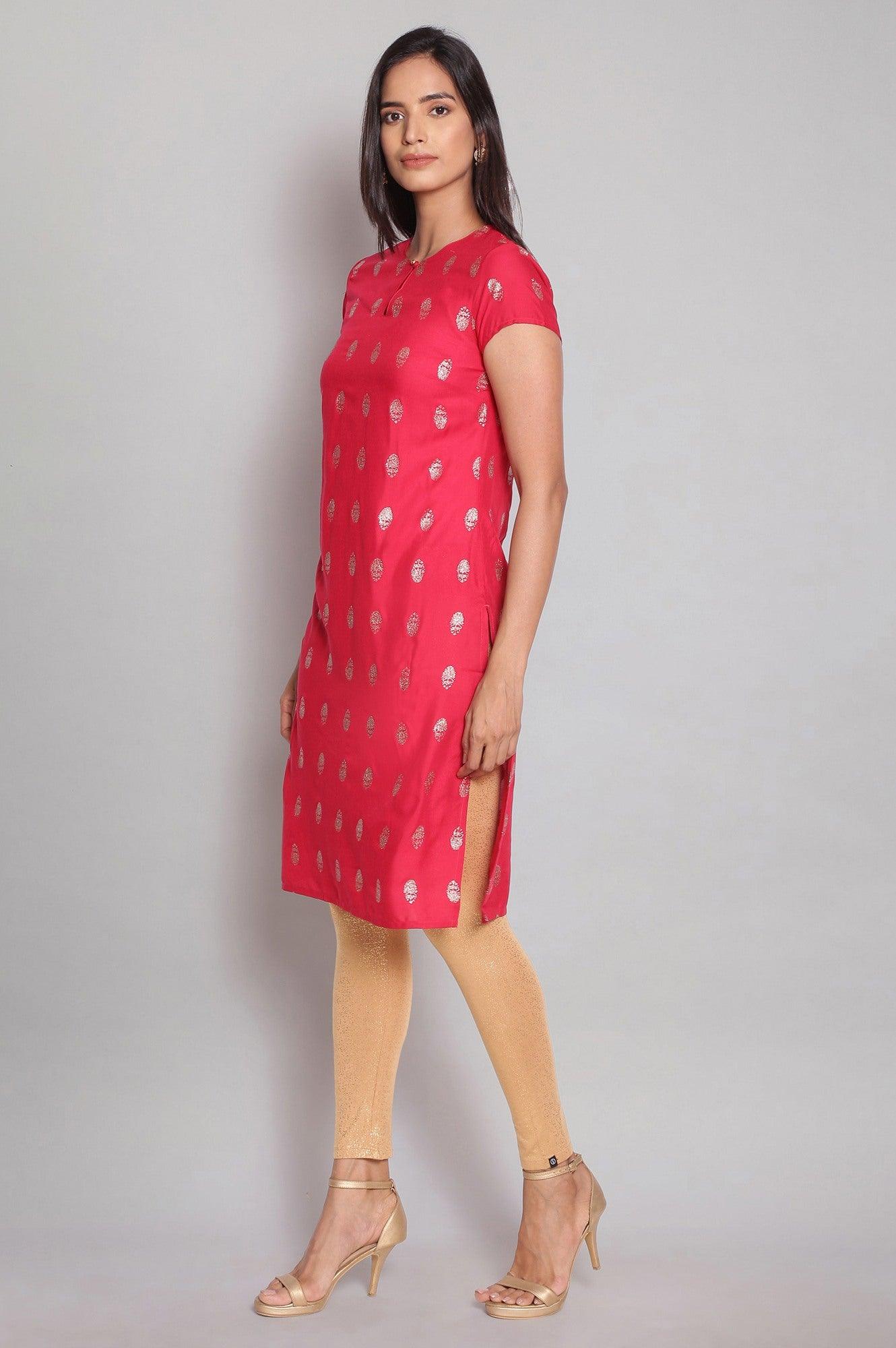 Fuchsia Pink Print kurta - wforwoman