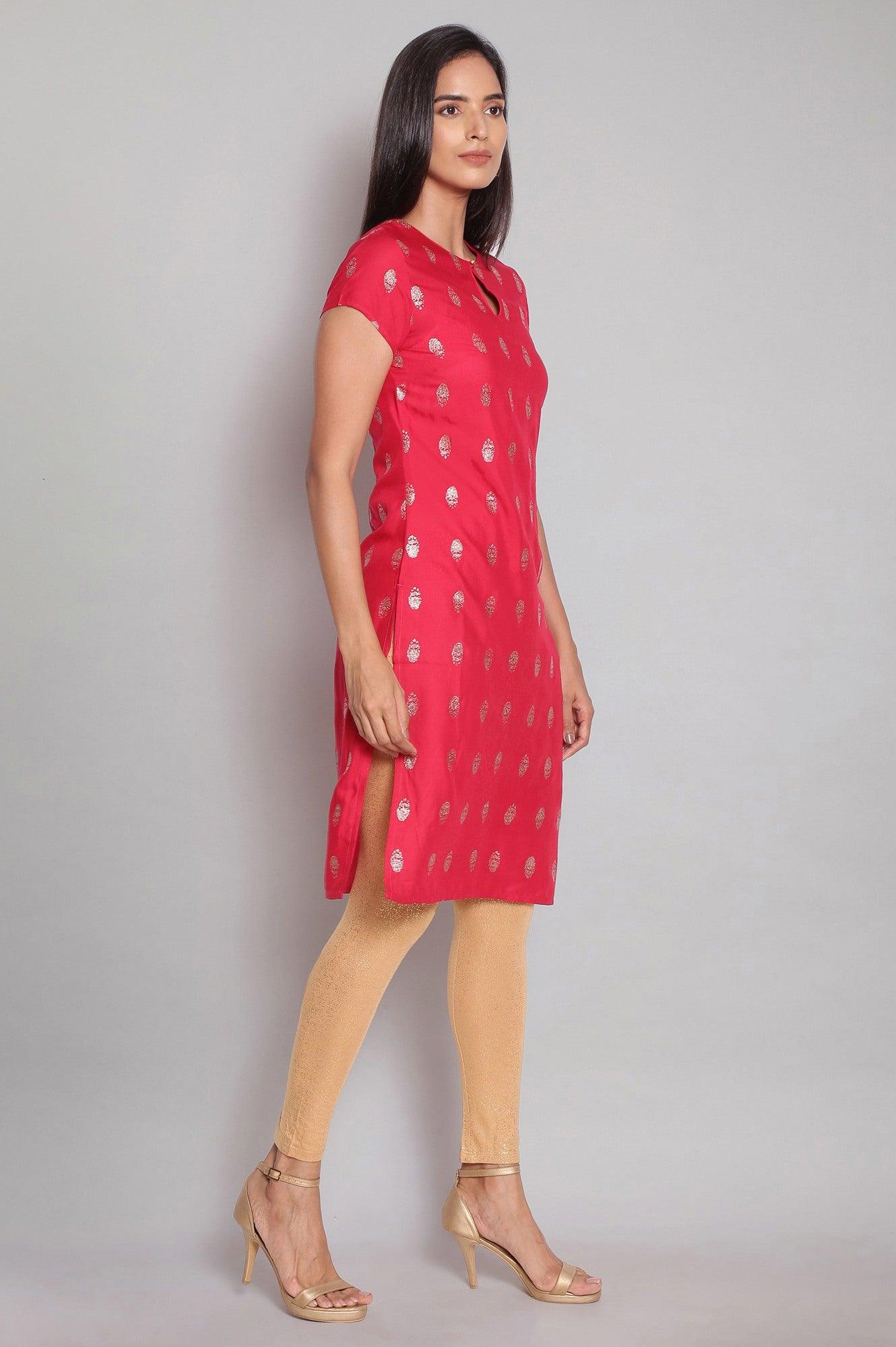 Fuchsia Pink Print kurta - wforwoman