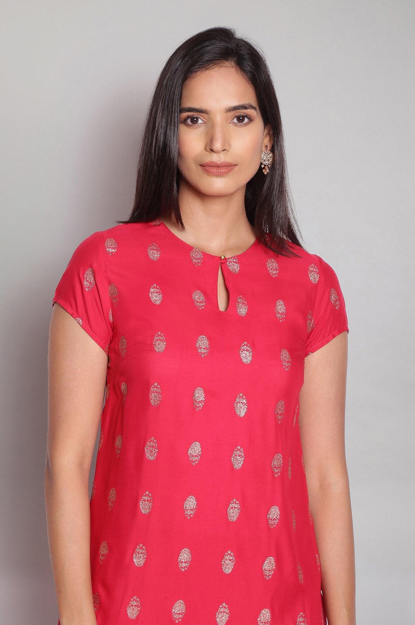 Fuchsia Pink Print kurta - wforwoman