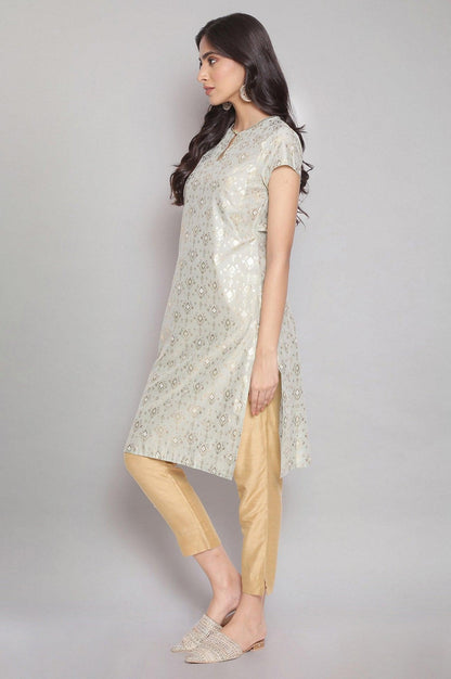 Mint Green Floral Print Straight kurta - wforwoman