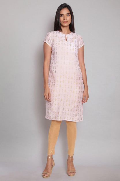 Light Pink Floral Print kurta - wforwoman