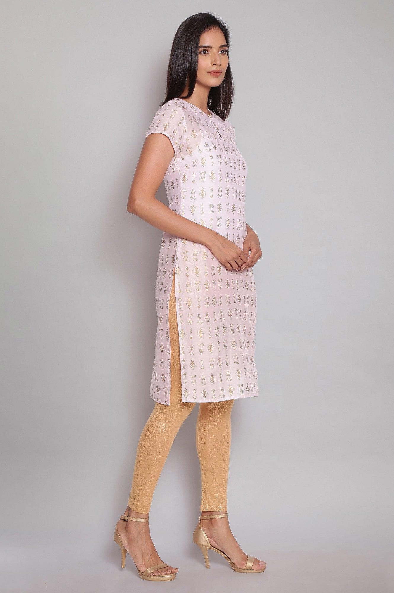 Light Pink Floral Print kurta - wforwoman