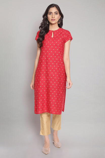 Red All-Over Print kurta