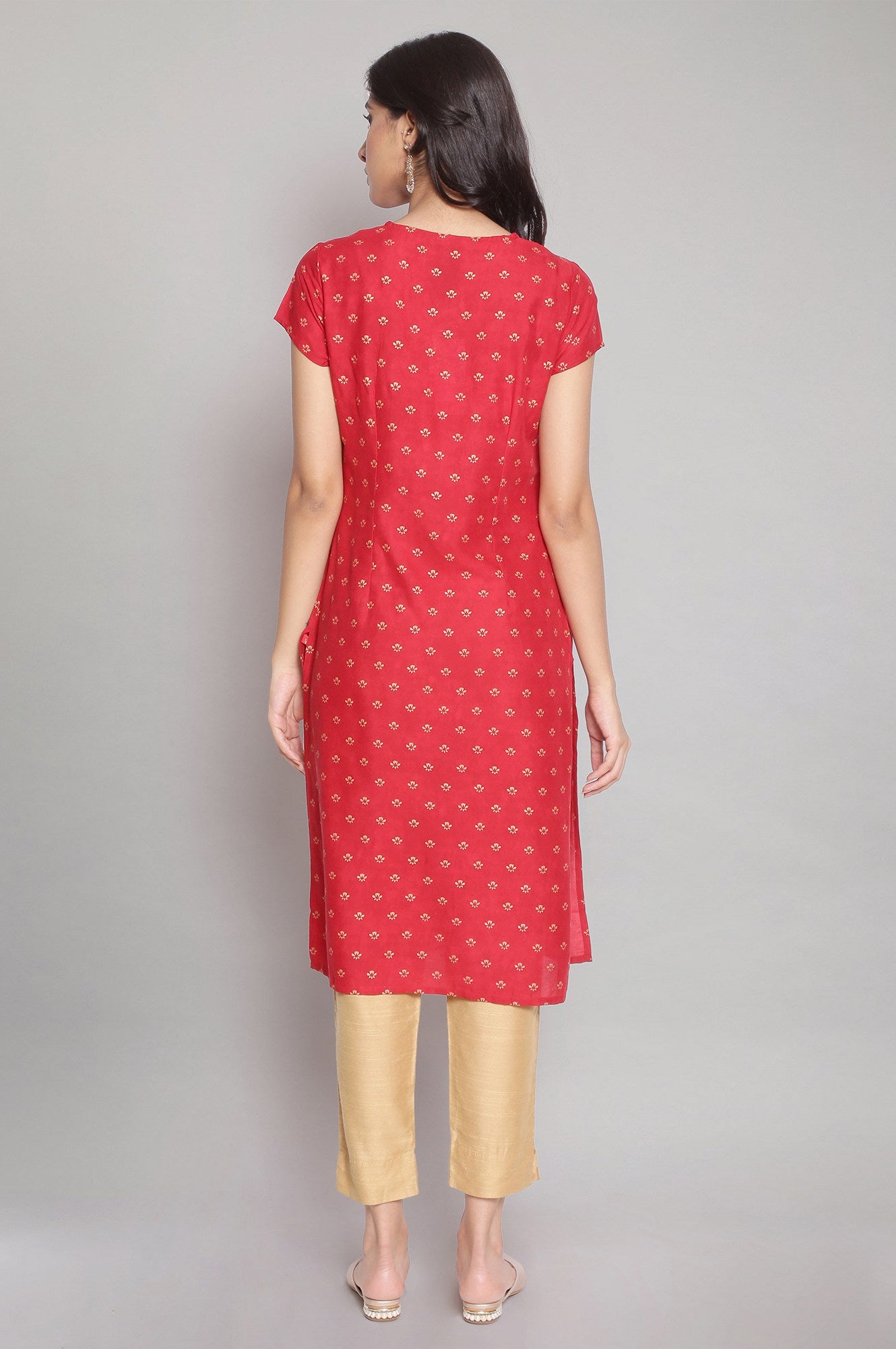 Red All-Over Print kurta