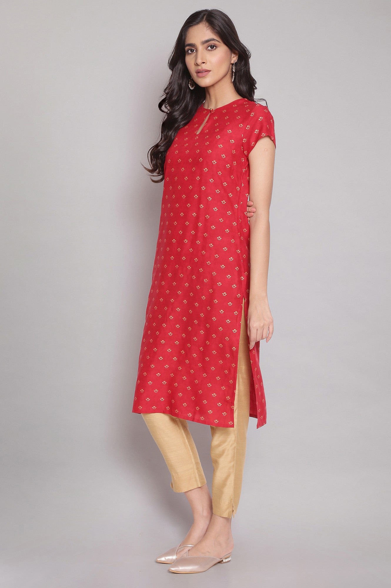 Red All-Over Print kurta