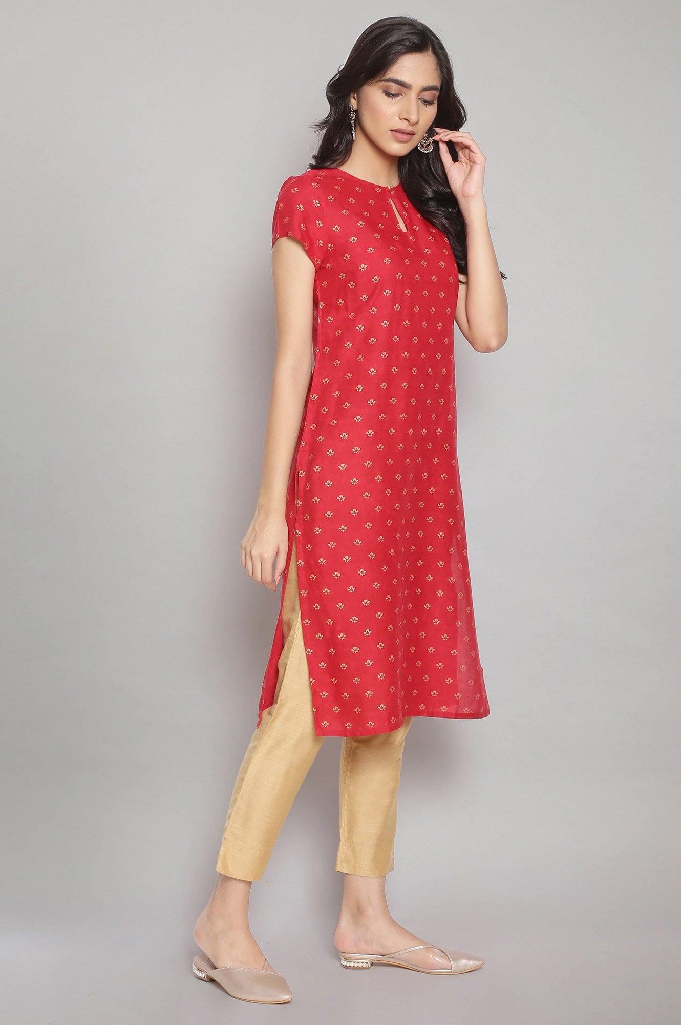 Red All-Over Print kurta