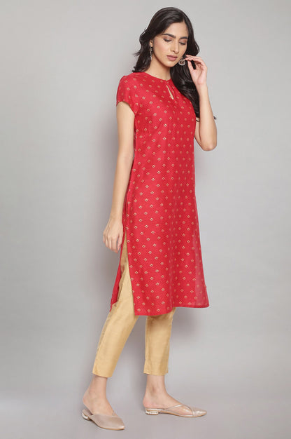 Red All-Over Print kurta