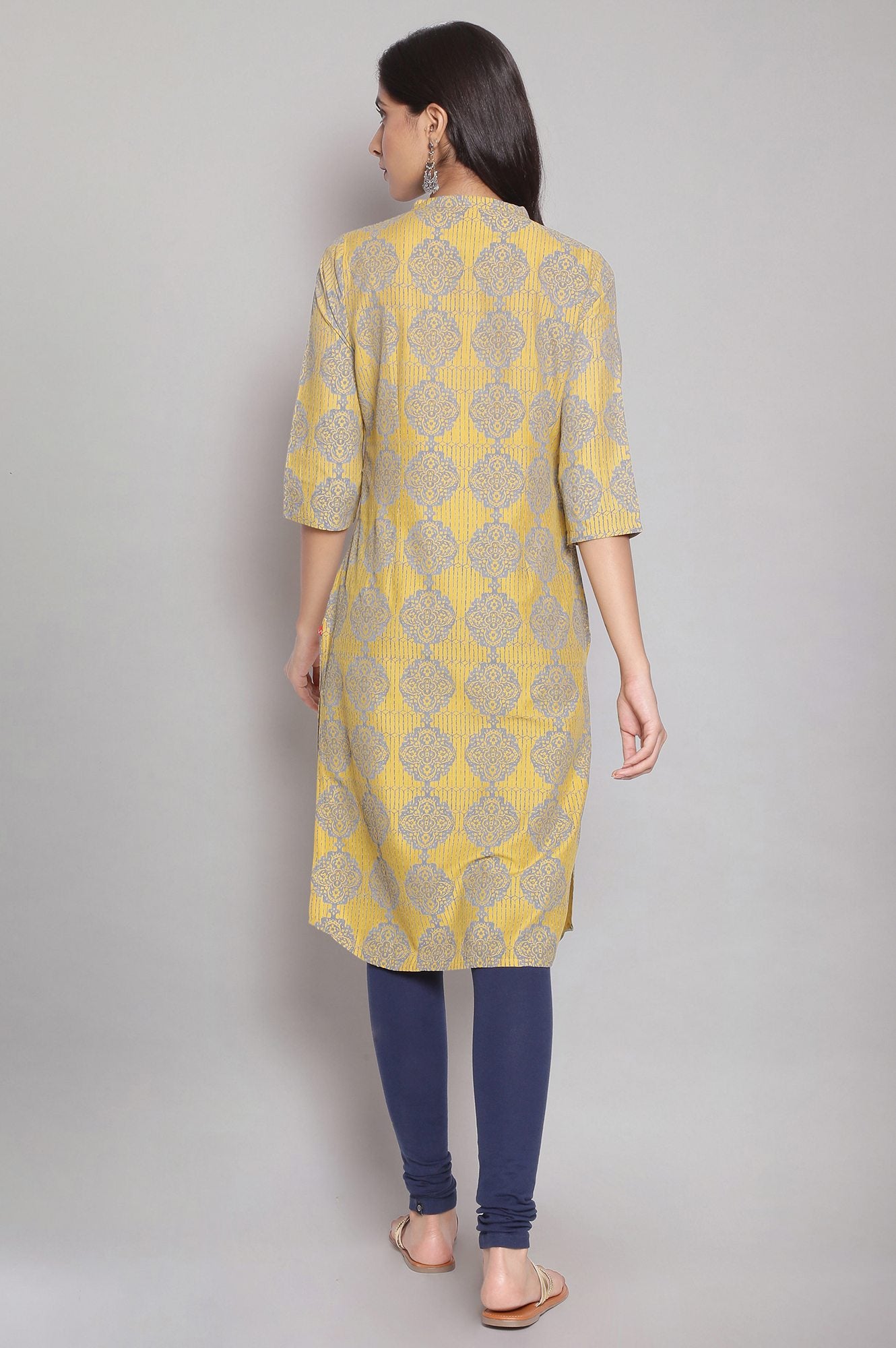 Yellow Aztec Print Straight kurta