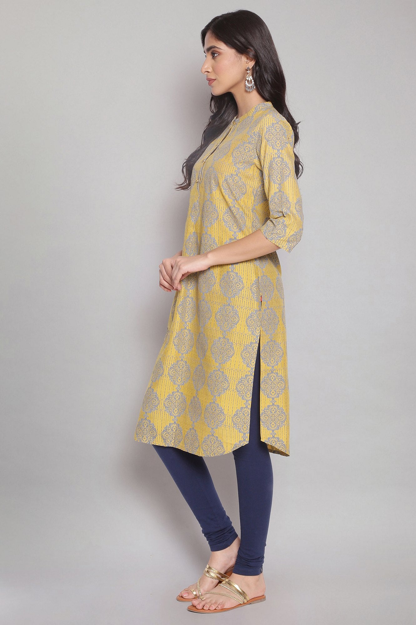 Yellow Aztec Print Straight kurta