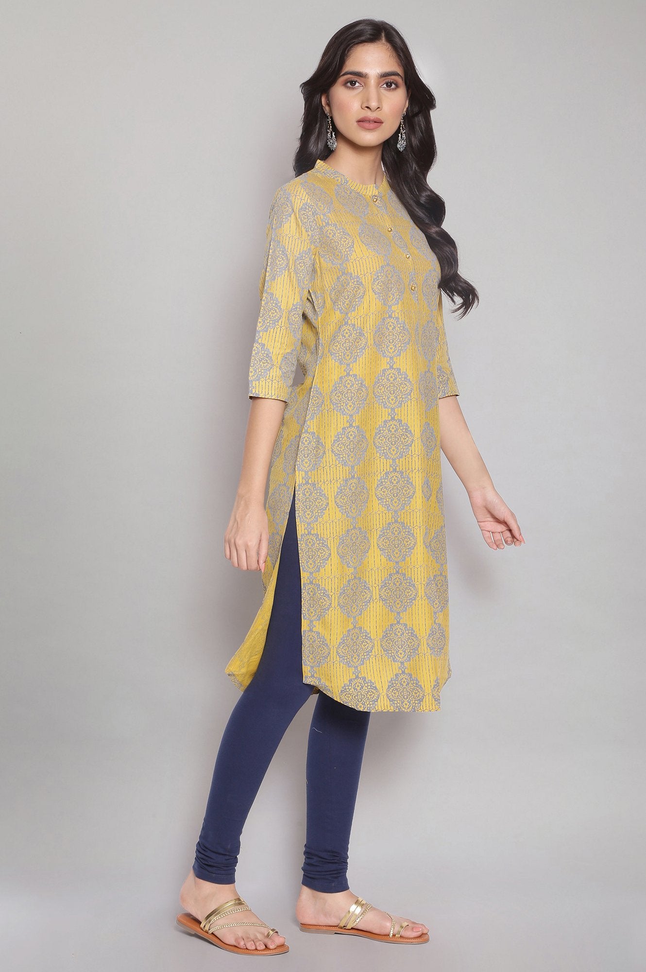 Yellow Aztec Print Straight kurta