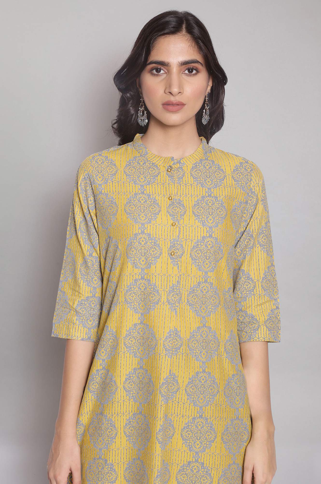 Yellow Aztec Print Straight kurta