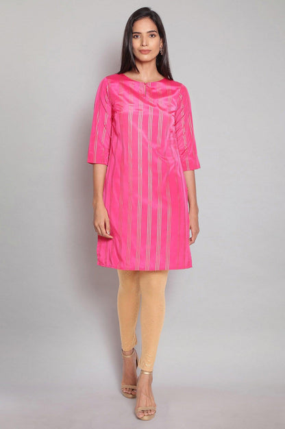 Fuchsia Pink Striped Straight kurta - wforwoman