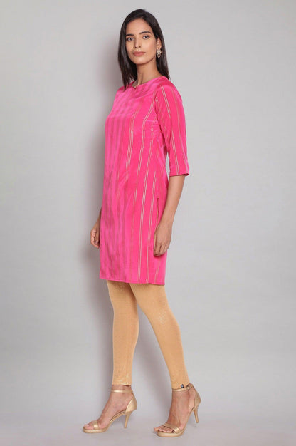 Fuchsia Pink Striped Straight kurta - wforwoman