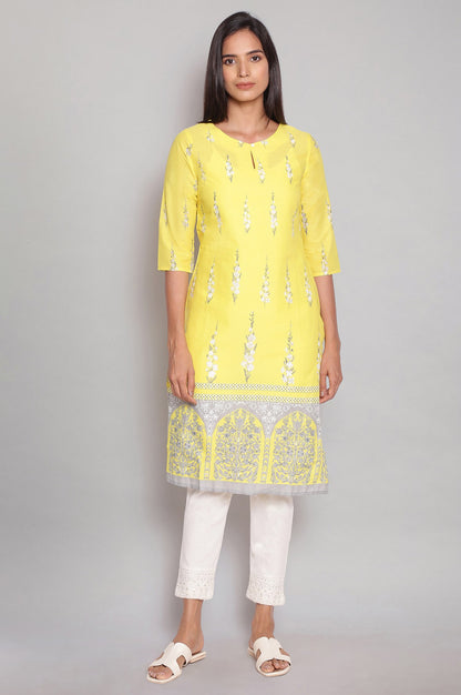 Yellow Floral Print kurta