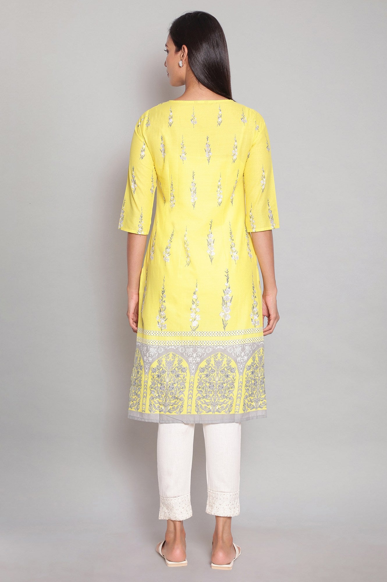 Yellow Floral Print kurta