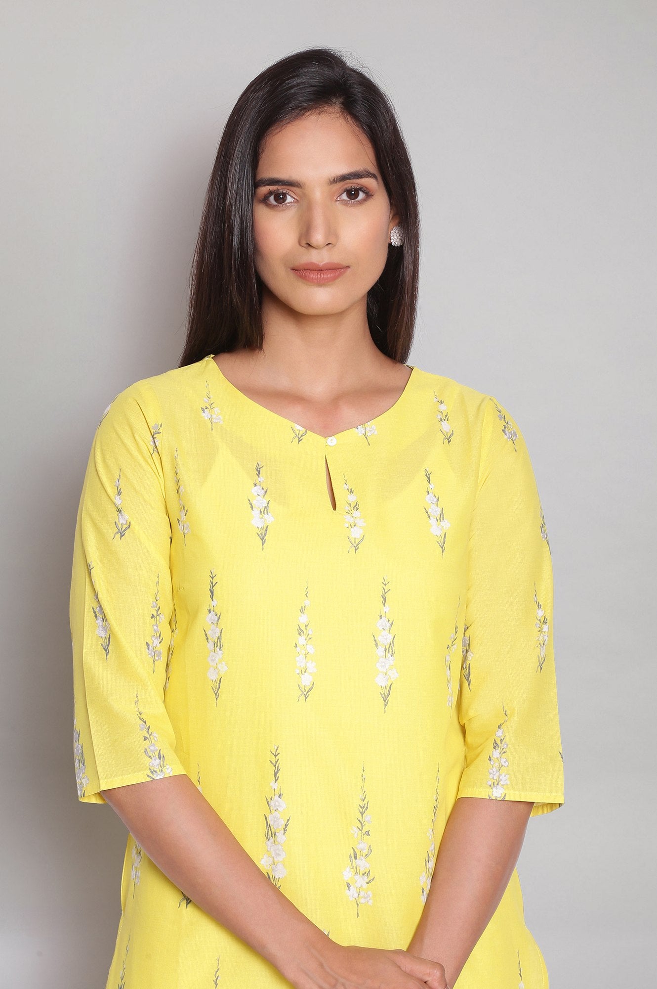 Yellow Floral Print kurta