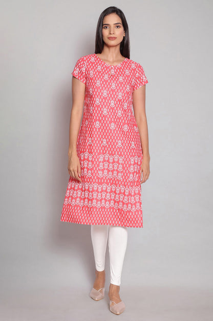 Light Pink Printed Straight kurta