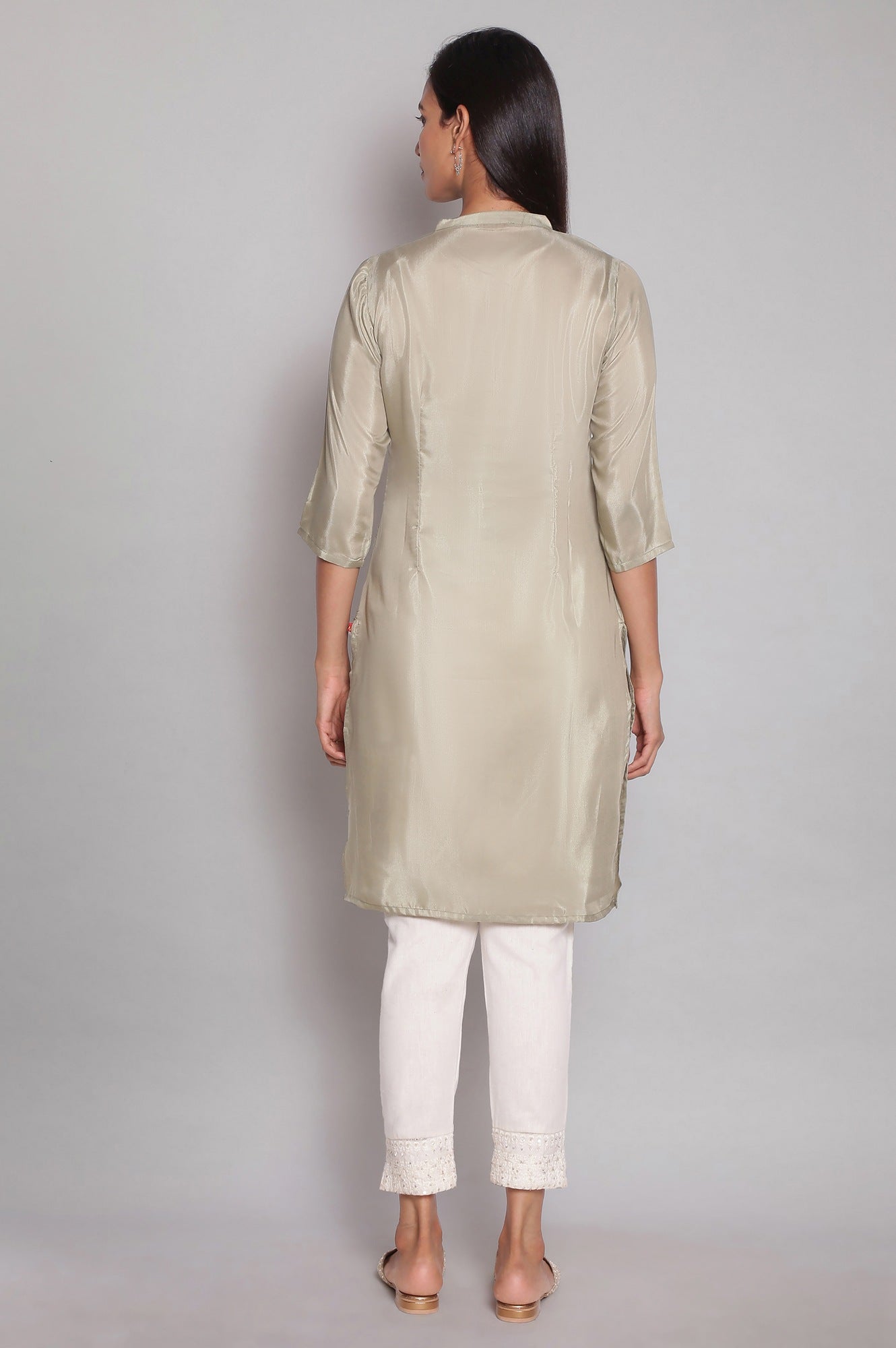 Olive Green Tol Embriodered Straight kurta