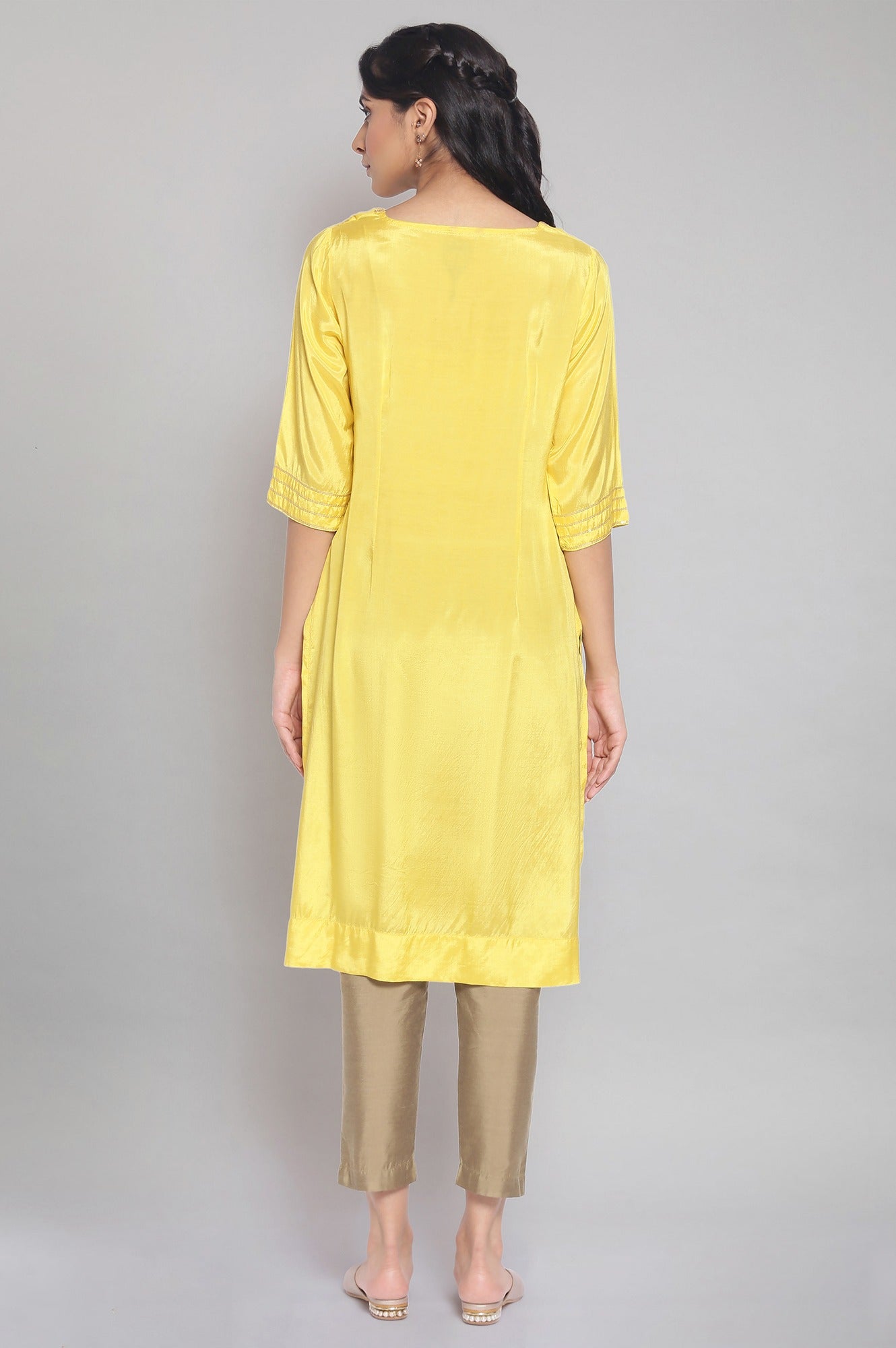 Yellow Festive Solid Straight kurta