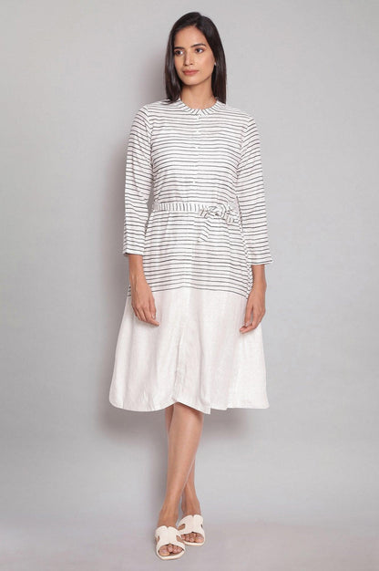 Ecru and Black Stripes Dress - wforwoman