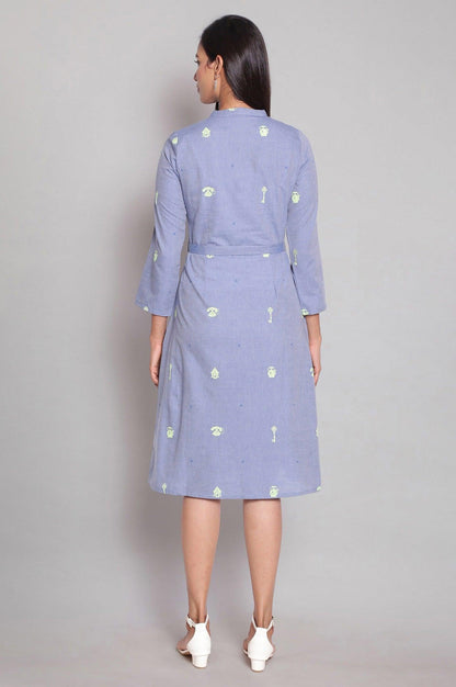 Chambray Blue A-line Shirt Dress - wforwoman