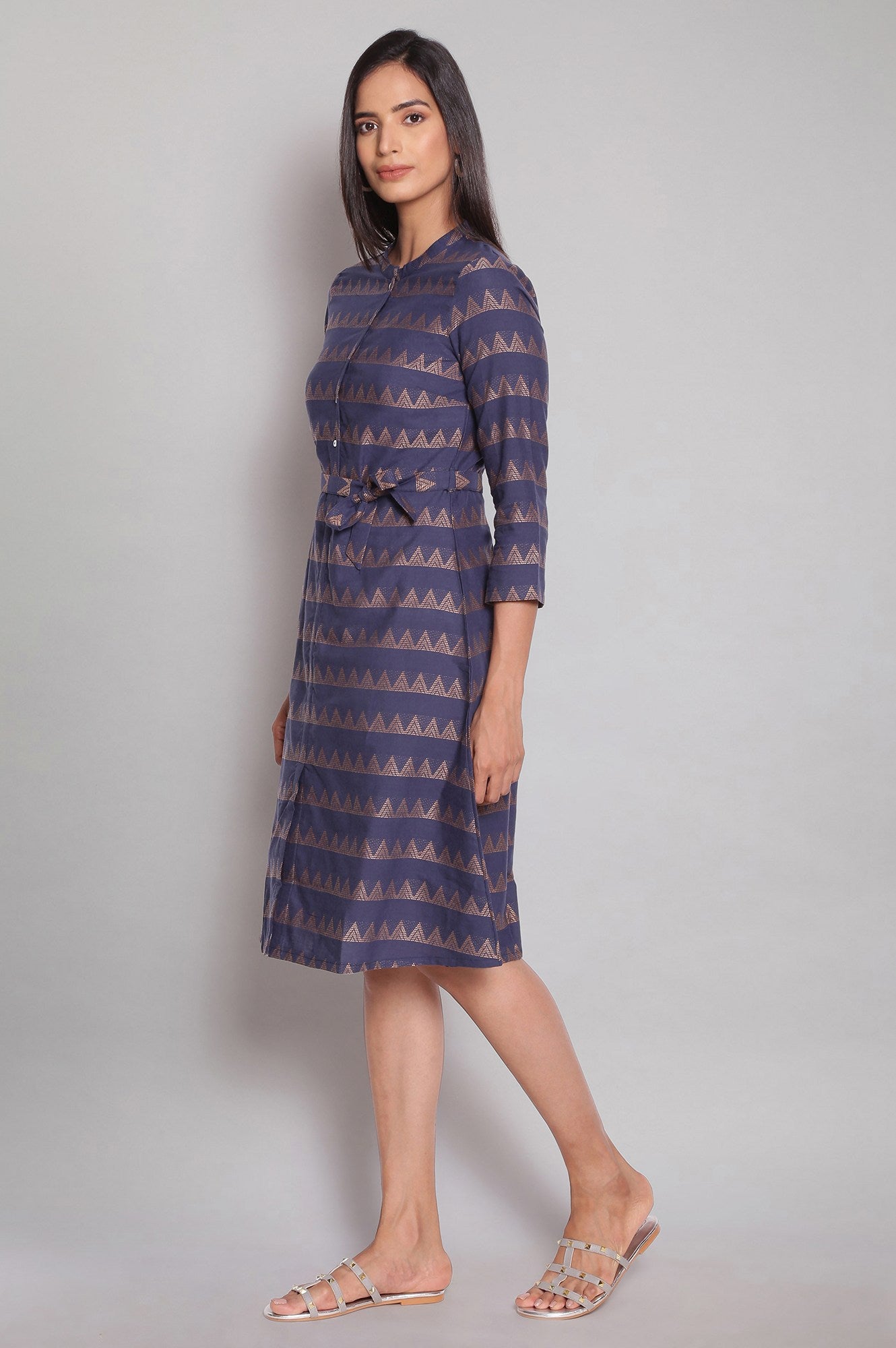 Navy A-line Shirt Dress