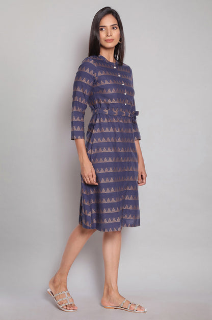 Navy A-line Shirt Dress