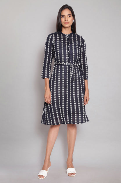 Navy A-line Shirt Dress