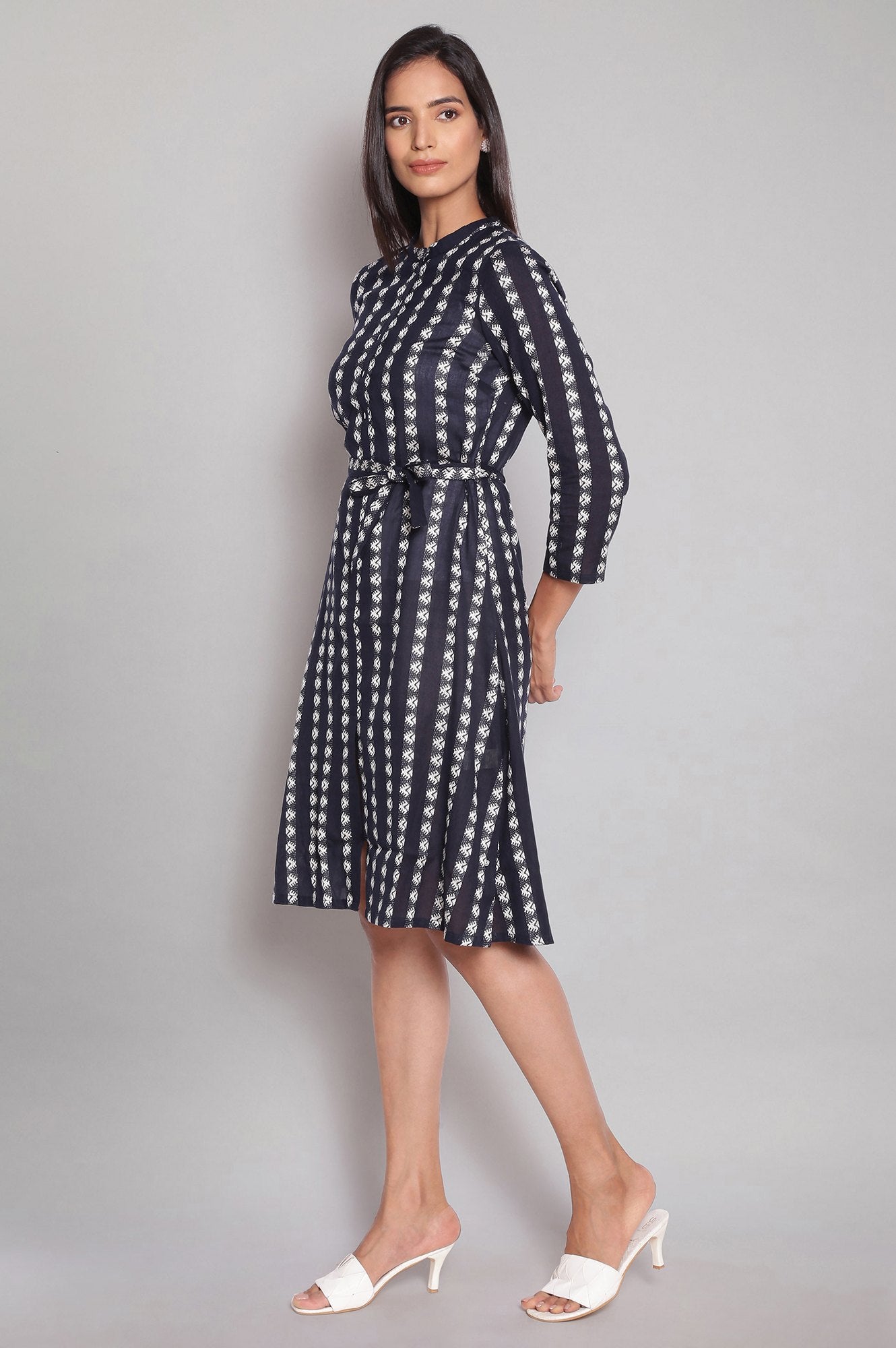 Navy A-line Shirt Dress