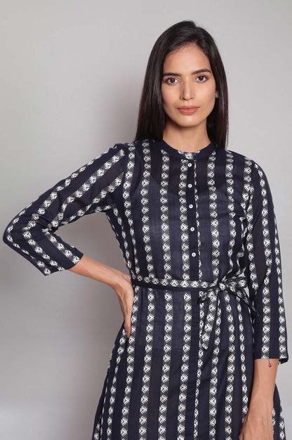 Navy A-line Shirt Dress