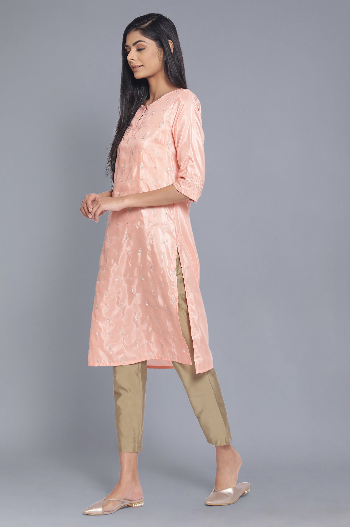 Light Teal Festive Embroidered kurta