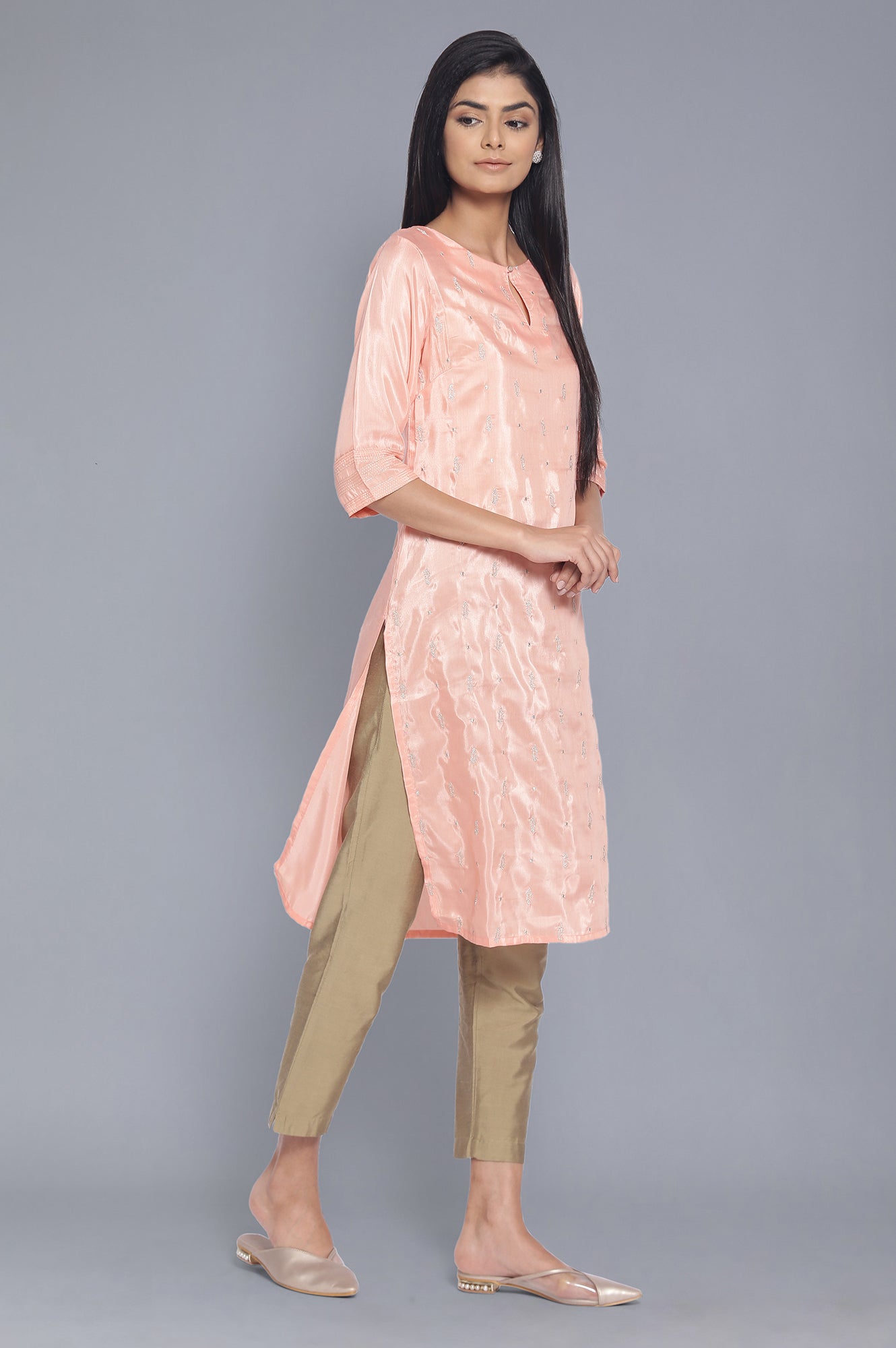 Light Teal Festive Embroidered kurta