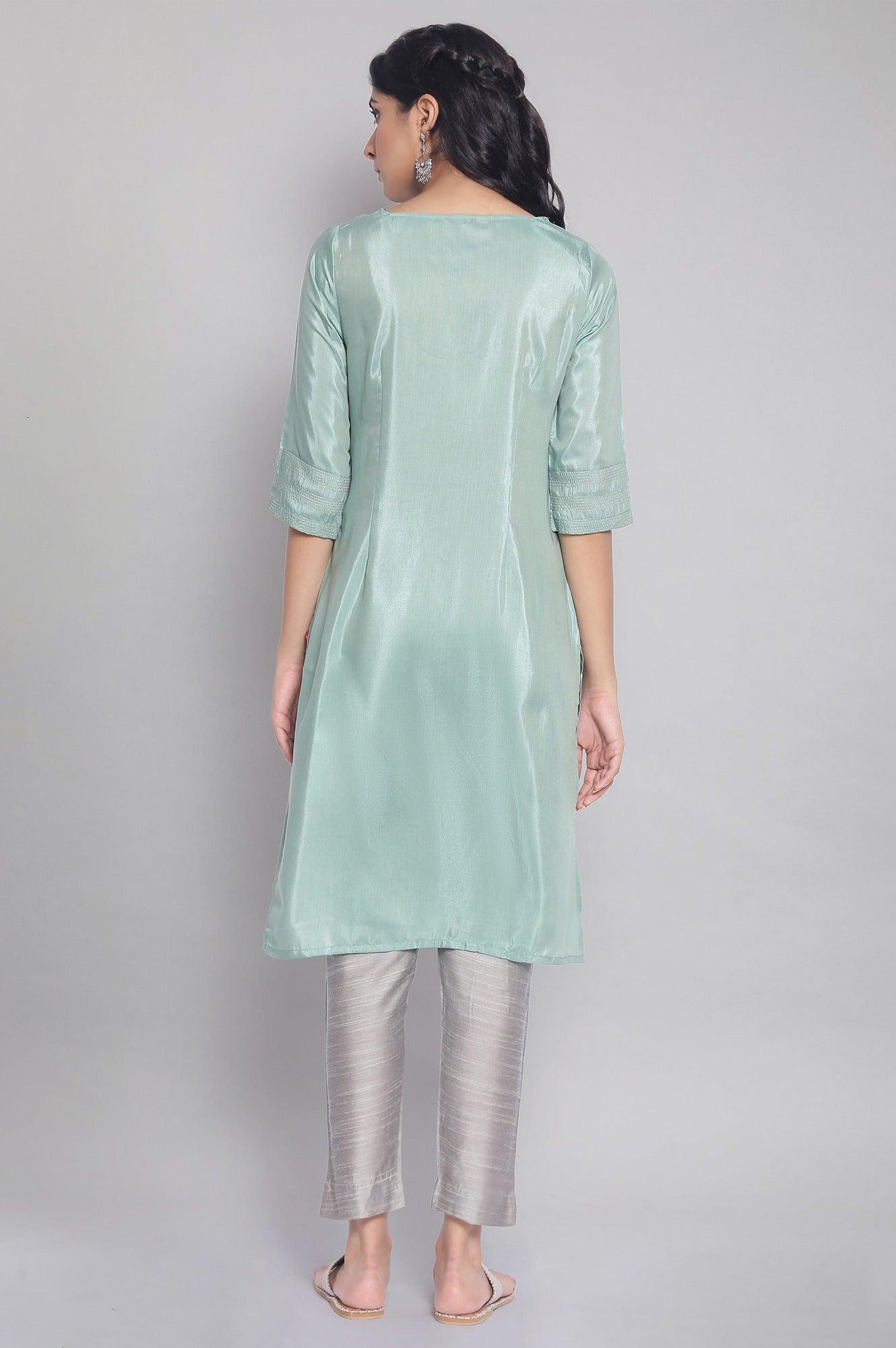 Light Teal Festive kurta - wforwoman