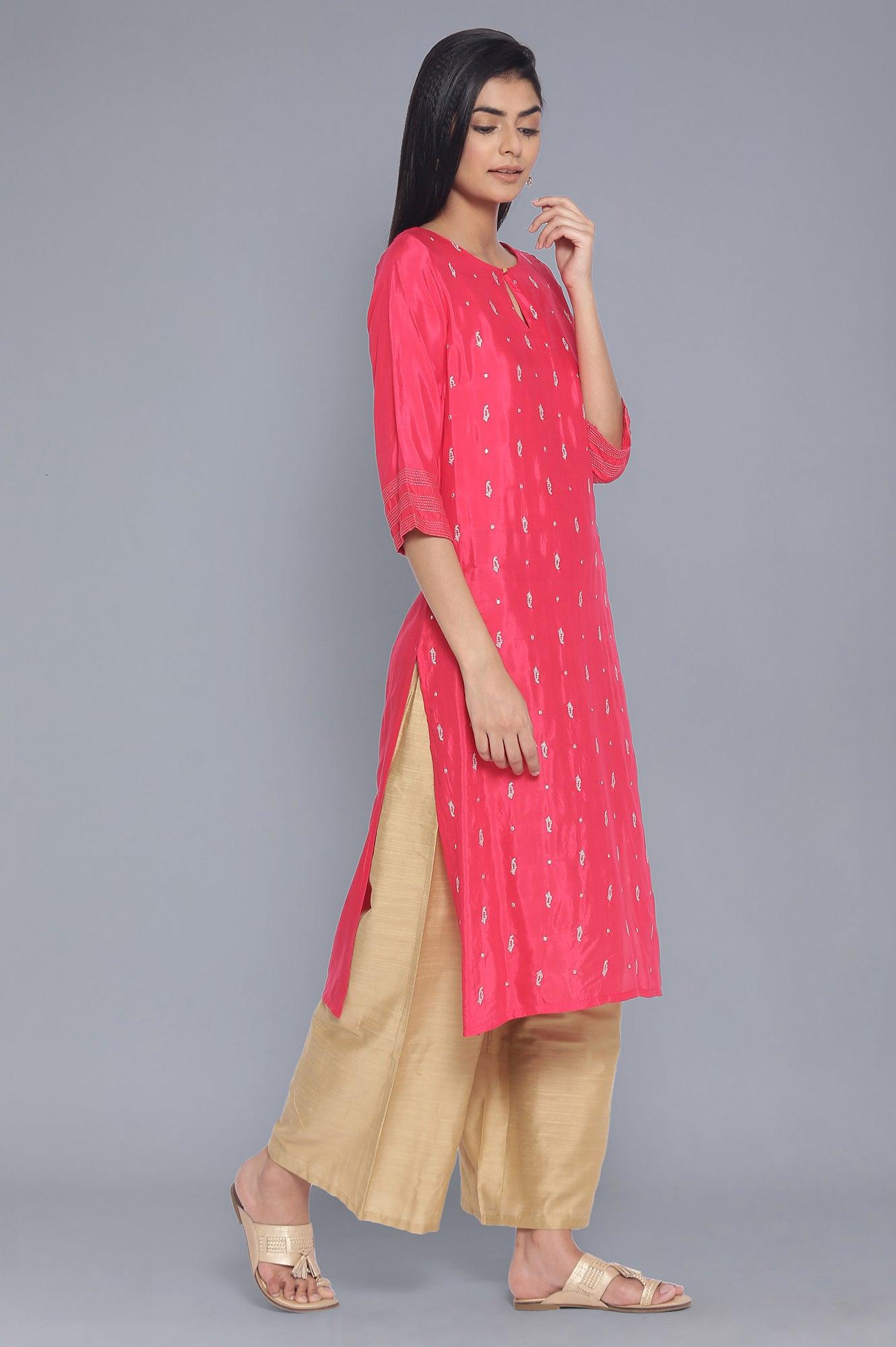 Fuchsia Pink Festive kurta - wforwoman