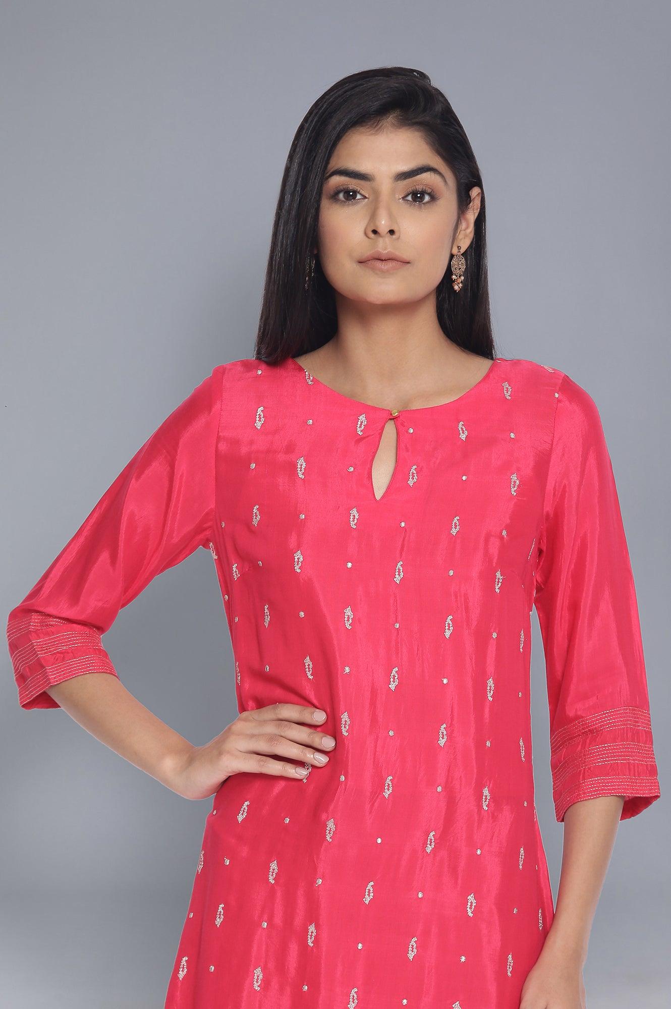 Fuchsia Pink Festive kurta - wforwoman