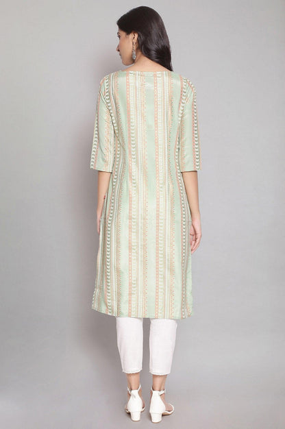 Sap Green Gold Foil Print kurta - wforwoman