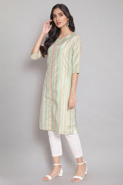 Sap Green Gold Foil Print kurta - wforwoman