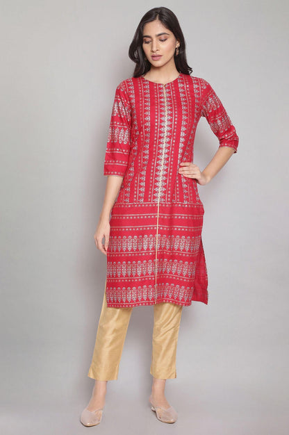 Red Geometric Print kurta - wforwoman