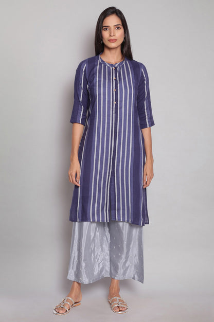 Blue Yarn Dyed Stripe Print kurta